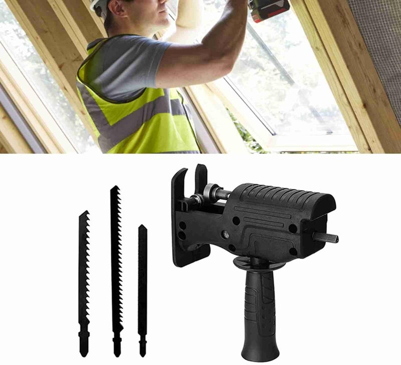 Jectse Electric Drill Saw Adapter, Converts Drill into Reciprocating Saw, File or Jig Saw, Steel Blade, Quick Replacement, Wide Application for Wood, Metal, Plastic Cutting - Image 3